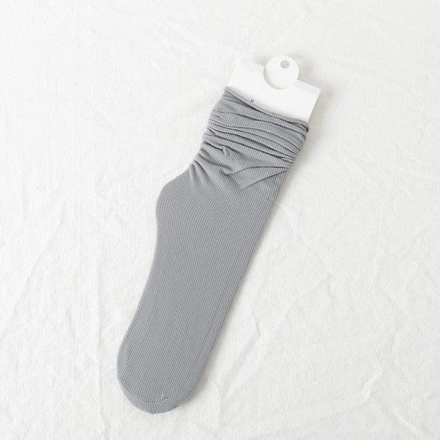 1/2 Pairs Girls Thin Socks Pack Harajuku Cute Long Frilly Socks Casual Soft Nylon High Elastic Solid White Purple Solid Color Stylish Casual Socks For Men And Women