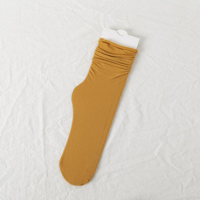 1/2 Pairs Girls Thin Socks Pack Harajuku Cute Long Frilly Socks Casual Soft Nylon High Elastic Solid White Purple Solid Color Stylish Casual Socks For Men And Women