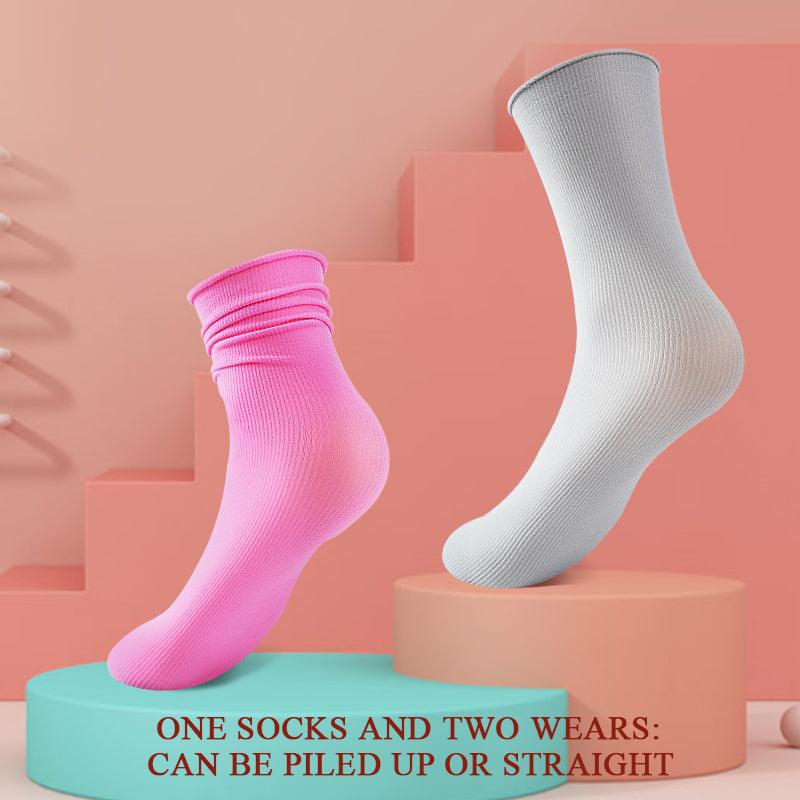 1/2 Pairs Girls Thin Socks Pack Harajuku Cute Long Frilly Socks Casual Soft Nylon High Elastic Solid White Purple Solid Color Stylish Casual Socks For Men And Women