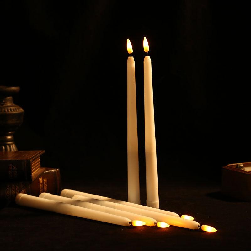 12 Pieces Warm White Light Flameless LED Taper Candles Flickering Remote Battery Operated Led Warm 3D Wick Light Window Candles Real Wax Christmas Home Wedding Decor Battery Operated Christmas Halloween Wedding Decoration Candles