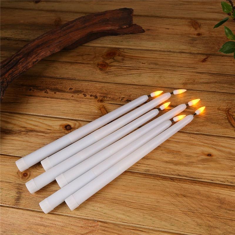 12 Pieces Warm White Light Flameless LED Taper Candles Flickering Remote Battery Operated Led Warm 3D Wick Light Window Candles Real Wax Christmas Home Wedding Decor Battery Operated Christmas Halloween Wedding Decoration Candles