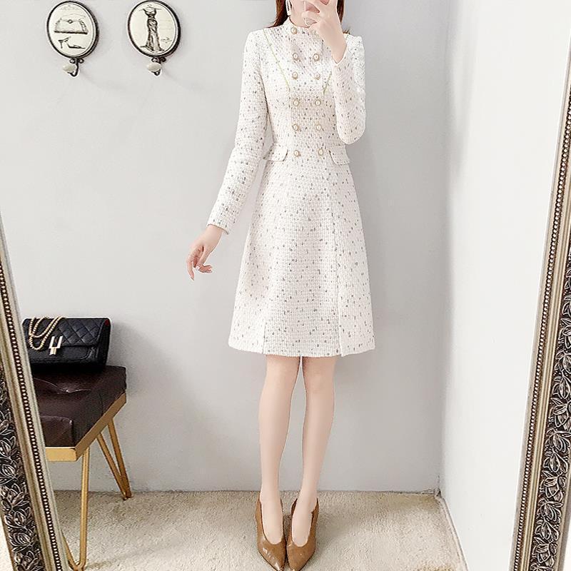 Autumn Women's White Little Fragrant Style Dress Autumn