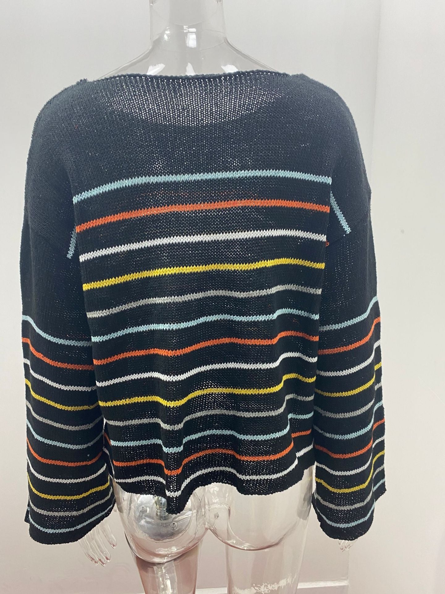 Colorful striped sweater women autumn