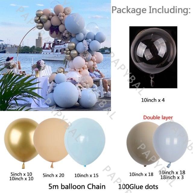 125Pcs Perfect Yellow Rose Blue Double Layer Gold Arch Garland Balloons Kit For Wedding Summer Party Decor Birthday Bridal Showers Gender Reveals Ballons Decoration