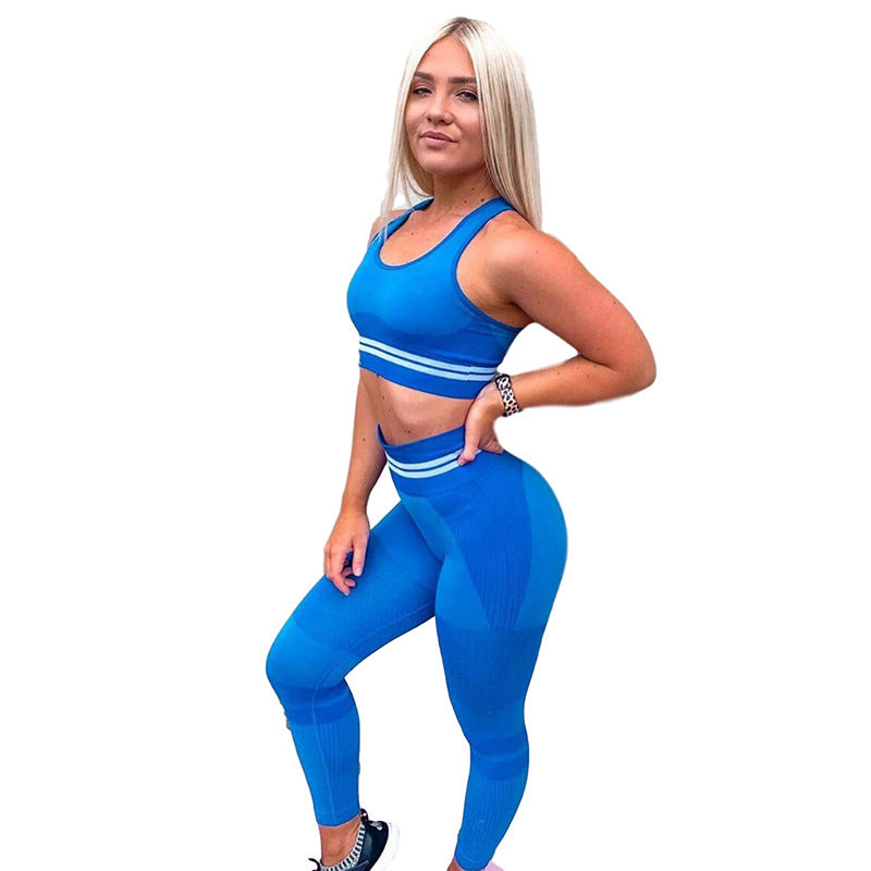 Seamless knitted yoga exercise fitness suit