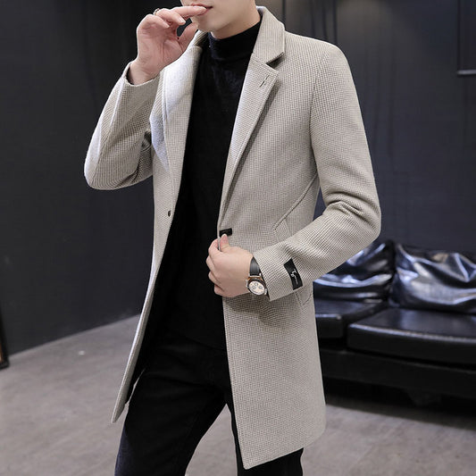 Winter Youth Slim Houndstooth Coat Trend
