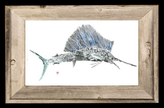 Coastal Art Blue Grey Sailfish Ocean Artist Inspired