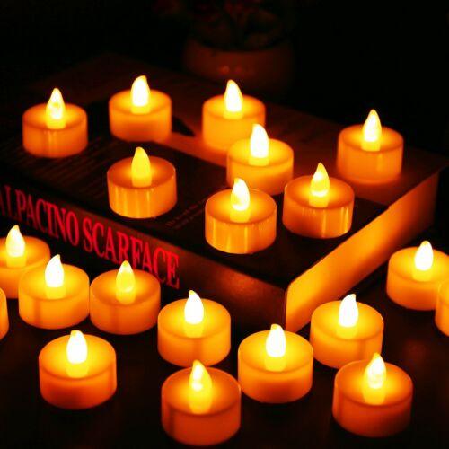 12Pcs Battery Operated LED Tea Lights Candles Flameless Wedding Decor  Realistic and Bright Flickering Holiday Gift Flameless LED Electric Candles for Seasonal & Festival Party Home Decoration