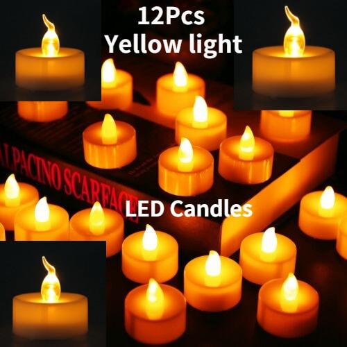 12Pcs New Battery Operated LED Tea Lights Candles  Realistic and Bright Flickering Bulb Battery Operated Flameless LED Tea Light for Seasonal and Festival Celebration Home Decoration Flameless  birthday Decorations Party Supplies
