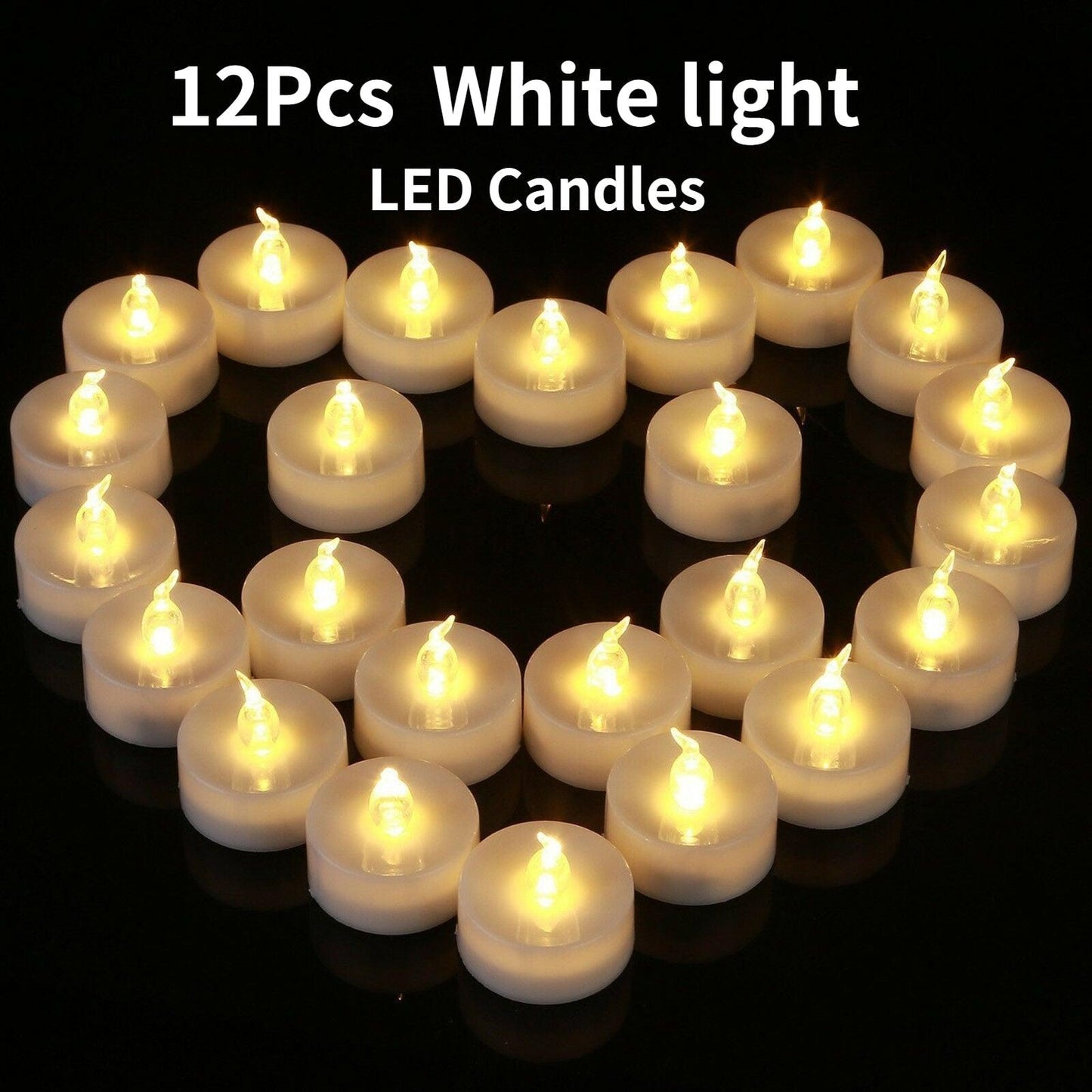 12Pcs New Battery Operated LED Tea Lights Candles  Realistic and Bright Flickering Bulb Battery Operated Flameless LED Tea Light for Seasonal and Festival Celebration Home Decoration Flameless  birthday Decorations Party Supplies