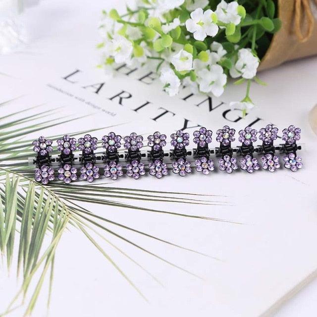 12pcs/set Mini Rhinestone No-Slip Grips Hair Clips for Women Girls Glitter Teeth Metal Clamps Flower Gorgeous Hair Accessories For Brides And Bridesmaids