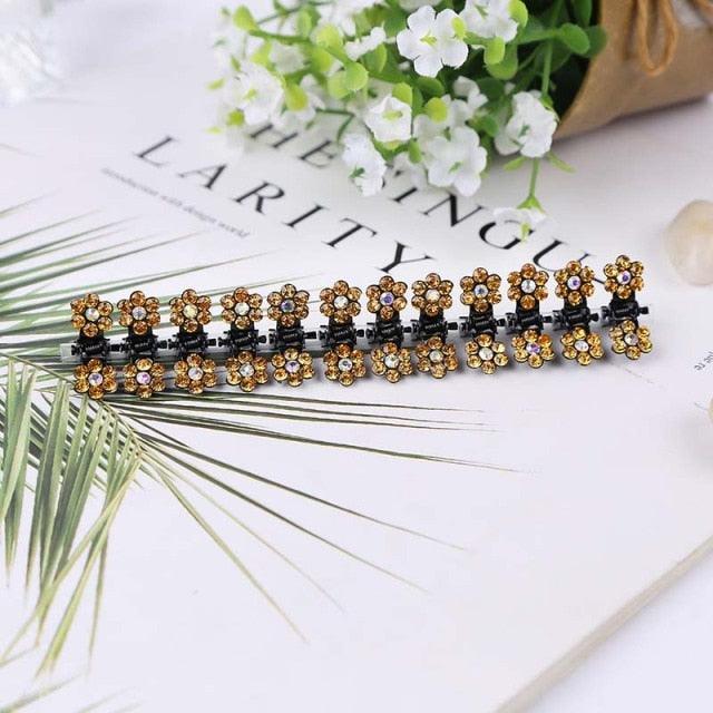 12pcs/set Mini Rhinestone No-Slip Grips Hair Clips for Women Girls Glitter Teeth Metal Clamps Flower Gorgeous Hair Accessories For Brides And Bridesmaids