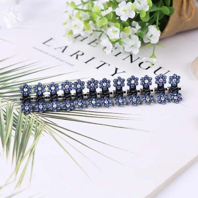 12pcs/set Mini Rhinestone No-Slip Grips Hair Clips for Women Girls Glitter Teeth Metal Clamps Flower Gorgeous Hair Accessories For Brides And Bridesmaids