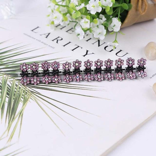 12pcs/set Mini Rhinestone No-Slip Grips Hair Clips for Women Girls Glitter Teeth Metal Clamps Flower Gorgeous Hair Accessories For Brides And Bridesmaids