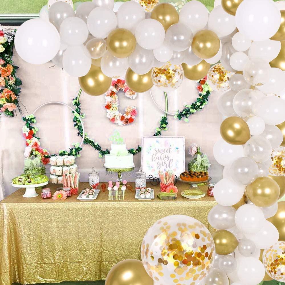 133pcs Confetti Gold Silver And White Balloon Arch Garland Kit For Bridal Baby Shower Wedding Birthday Graduation party Luxury Birthday Party Decoration
