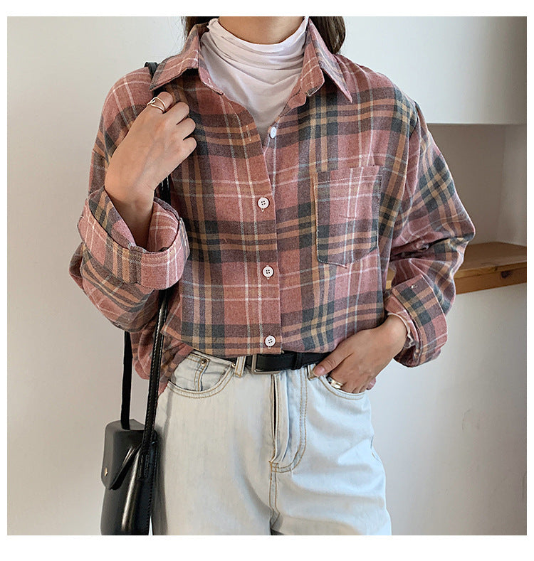 Autumn thin plaid shirt