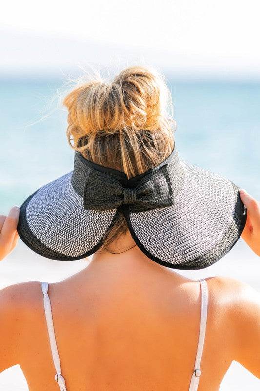 Two Tone Bow Foldable Roll Up Summer Beach Visor