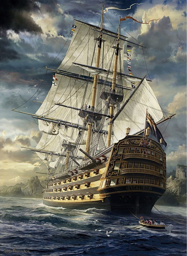 Diamond painting of sailing boat on the sea