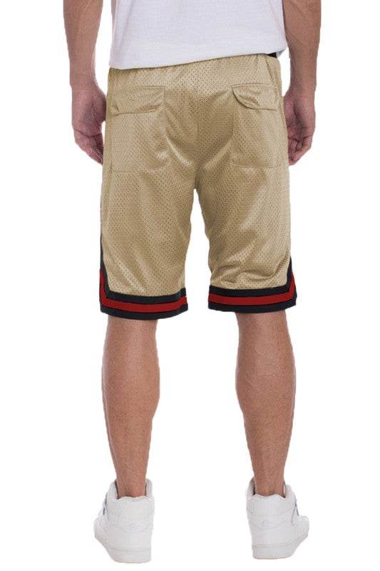 STRIPED BAND SOLID BASKETBALL SHORTS
