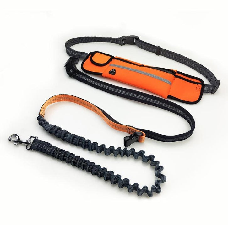 Hands-Free Dog Running Leash with Waist Pocket Adjustable Belt Shock Absorbing Bungee