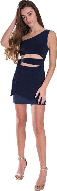 KIDS ONE SHOULDER TIE SIDE DRESS