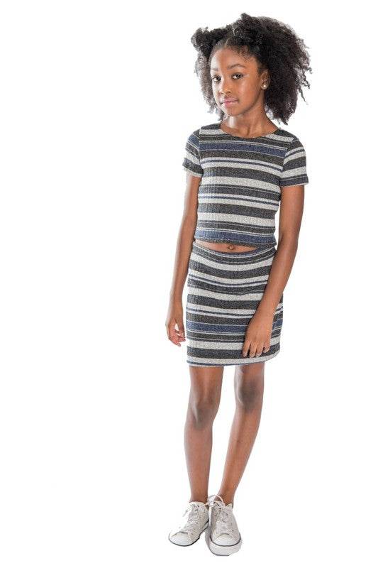 KIDS RIB STRIPE 2 PIECE SET