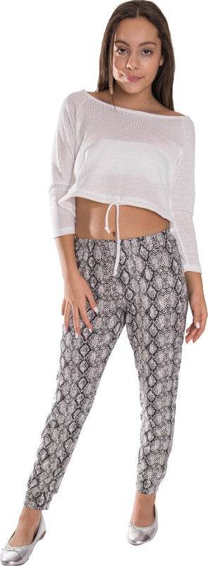 KIDS WAFFLE OFF THE SHOULDER TOP