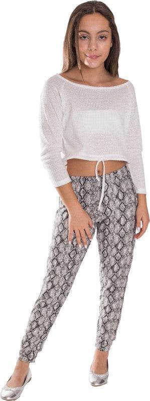 KIDS WAFFLE OFF THE SHOULDER TOP