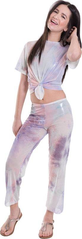 KIDS TIE - DYE MESH KNOT FRONT TOP