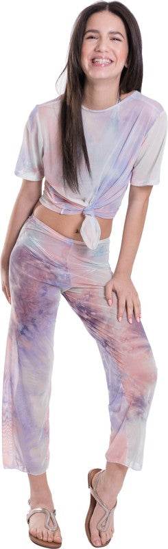 KIDS TIE - DYE MESH KNOT FRONT TOP