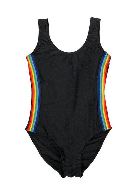 KIDS RAINBOW STRIPE ONE PIECE BATHING SUIT