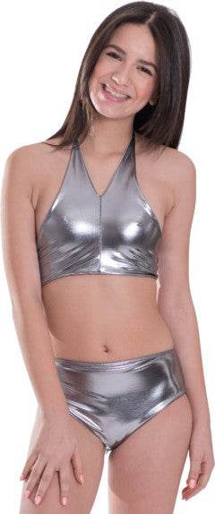 KIDS HIGH WAISTED HALTER BIKINI