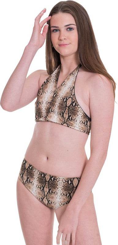 KIDS HIGH WAISTED HALTER BIKINI