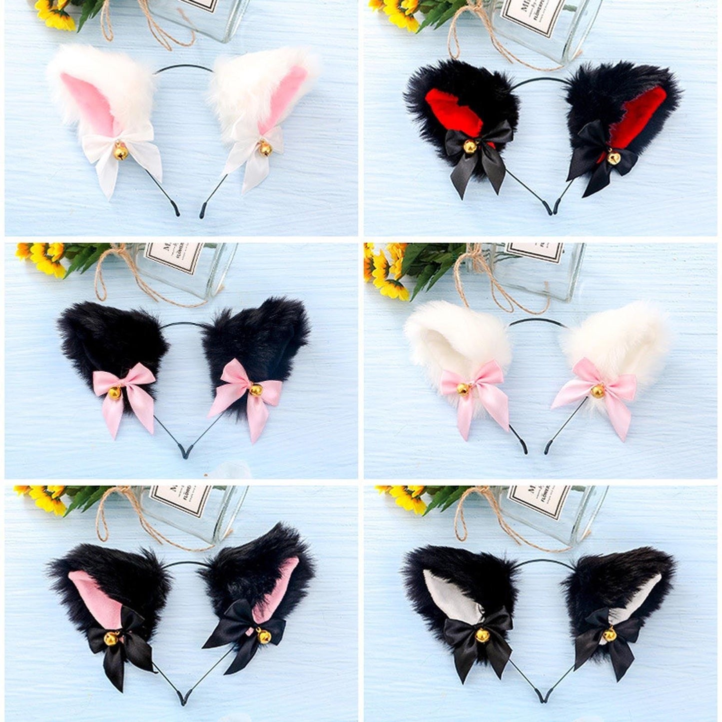 15 Colors Beautiful Masquerade Halloween Cat Ears Cosplay Cat Ear Party Costume Bow Tie Bell Headwear Headband Gorgeous Hair Accessories For Women