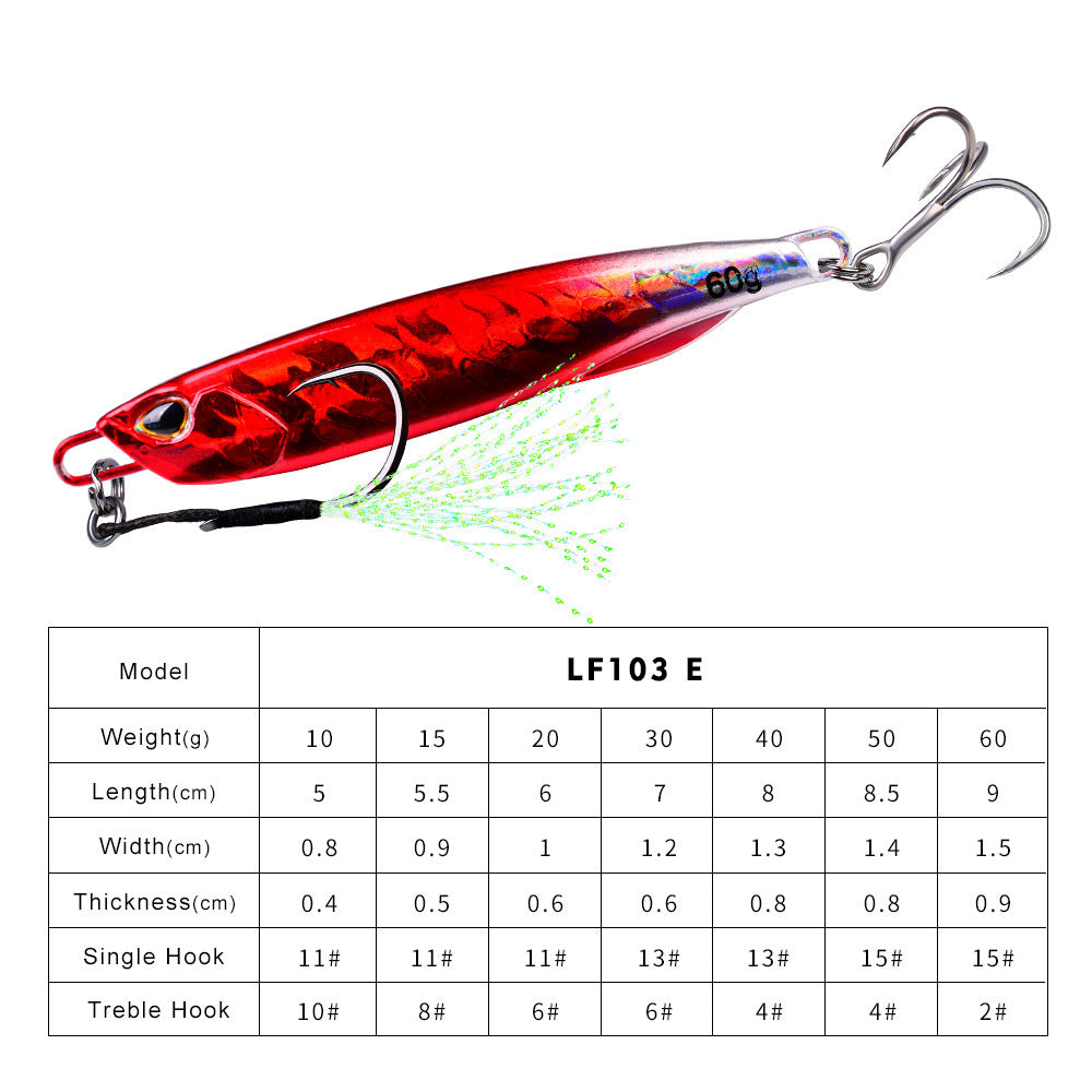 Luya Bait Submerged Tossing Lure Iron Plate Luminous Fish Lead With Treble Hook