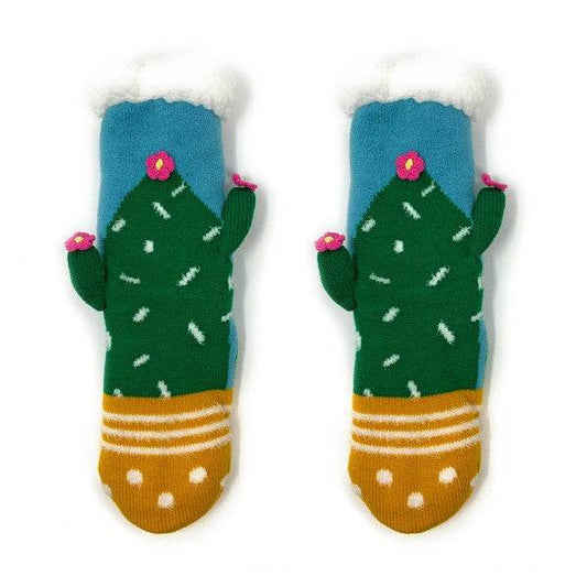 Kids Sherpa Slipper Sock - Cactus Hugs