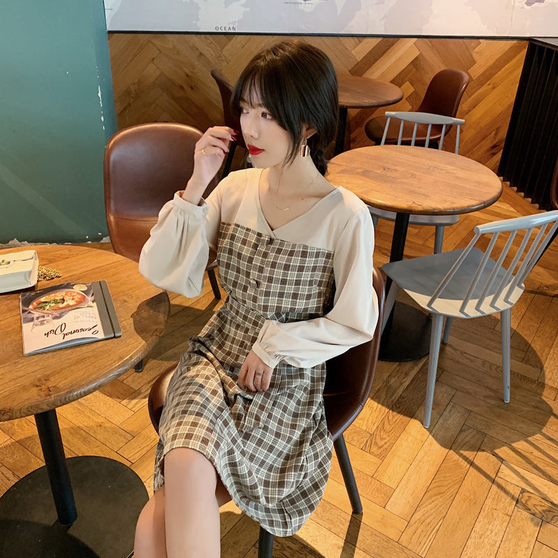 Women's autumn plaid dress