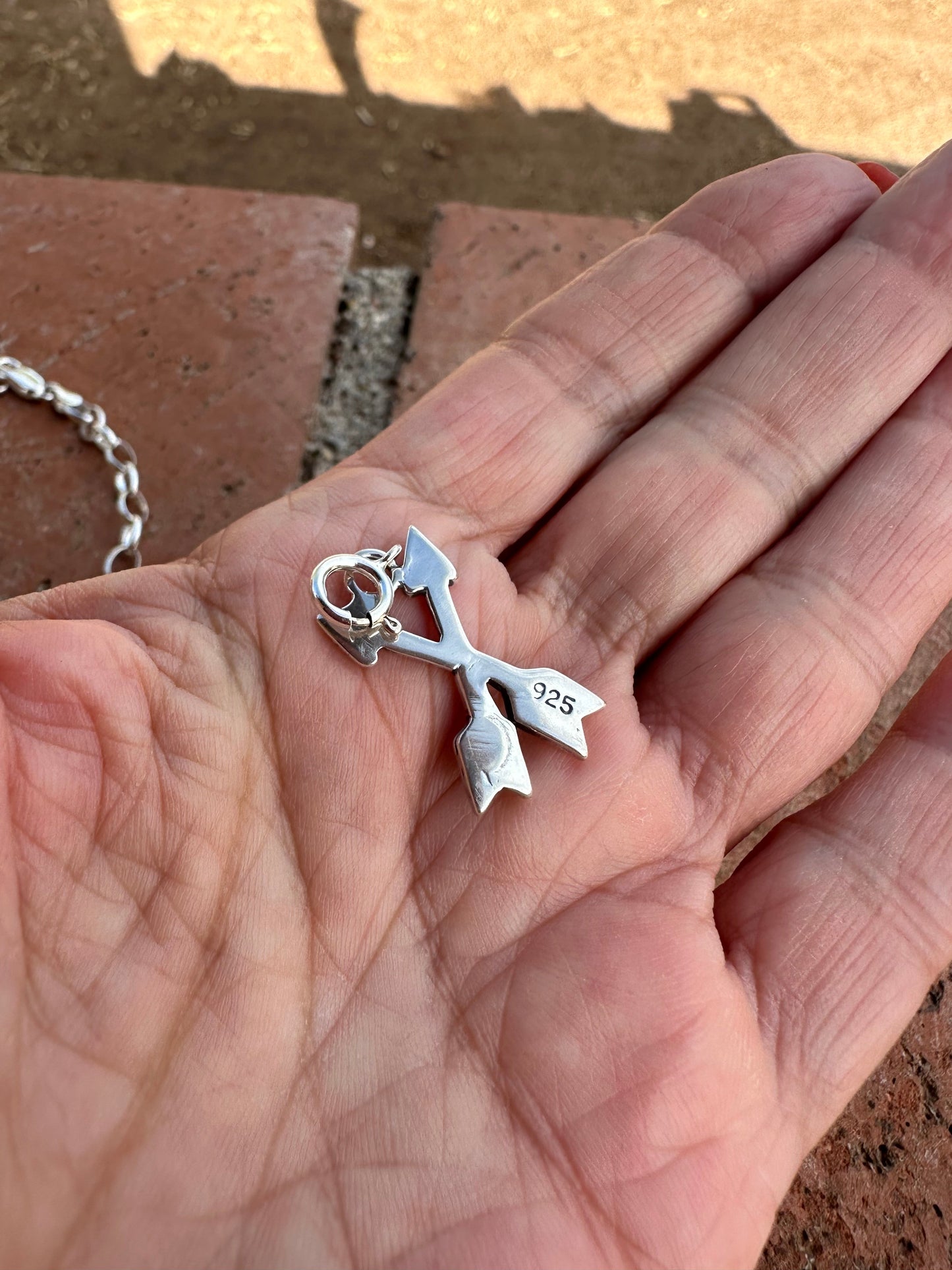 Handcrafted Sterling Silver Double Arrow  Charm