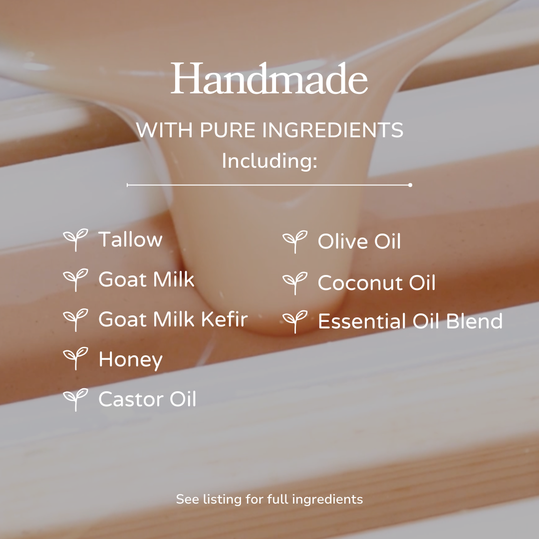 Pink Salt + Grapefruit Cleansing Bar Handmade Tallow and Goat Milk Soap Bar