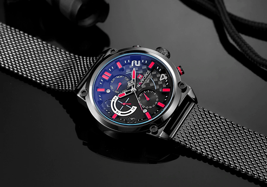 Men's Multifunction Analog Quartz Watches Waterproof Wrist Watch With Stainless Steel Mesh Band Excellent Design Perfect Gift