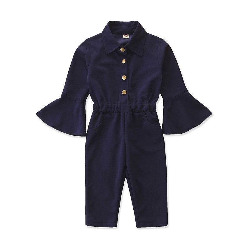 Girls Autumn Flared Sleeve Jumpsuit