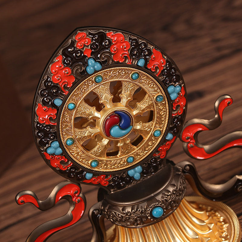 Enamel Painted Shuanglu Falun Tibetan Buddhist religious Articles