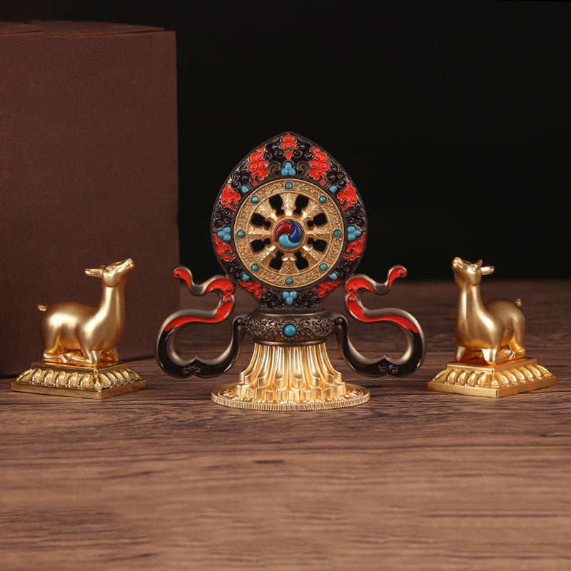 Enamel Painted Shuanglu Falun Tibetan Buddhist religious Articles