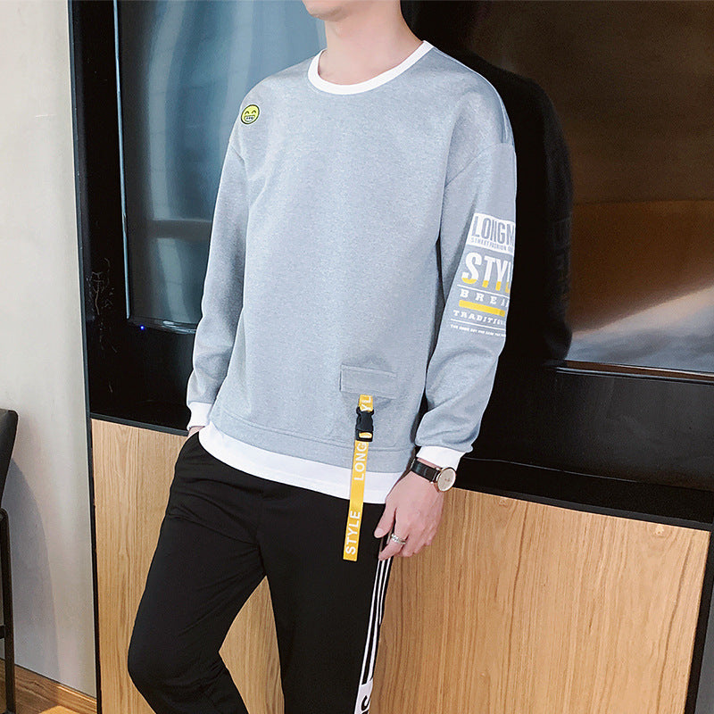 New Men's New Long-Sleeved Sweater Men's Autumn Clothes Students New Spring And Autumn Men's Autumn Print Tops