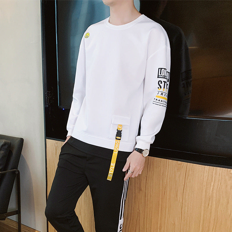 New Men's New Long-Sleeved Sweater Men's Autumn Clothes Students New Spring And Autumn Men's Autumn Print Tops