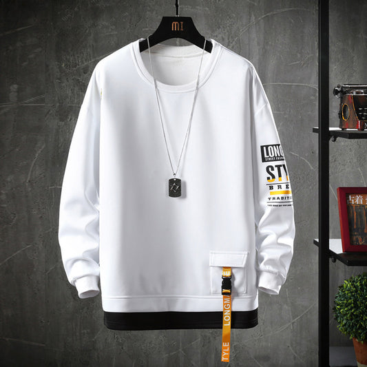 New Men's New Long-Sleeved Sweater Men's Autumn Clothes Students New Spring And Autumn Men's Autumn Print Tops