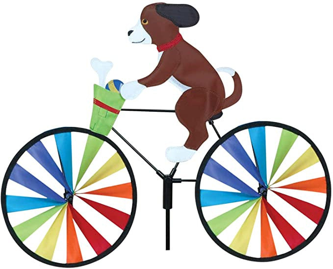 Puppy Animal On Bike Diy Windmill Animal Bicycle Wind Spinner Whirligig Garden Lawn Decorative Gadgets Kids Outdoor Toys
