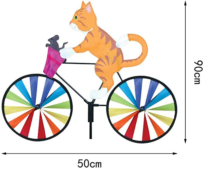 Puppy Animal On Bike Diy Windmill Animal Bicycle Wind Spinner Whirligig Garden Lawn Decorative Gadgets Kids Outdoor Toys