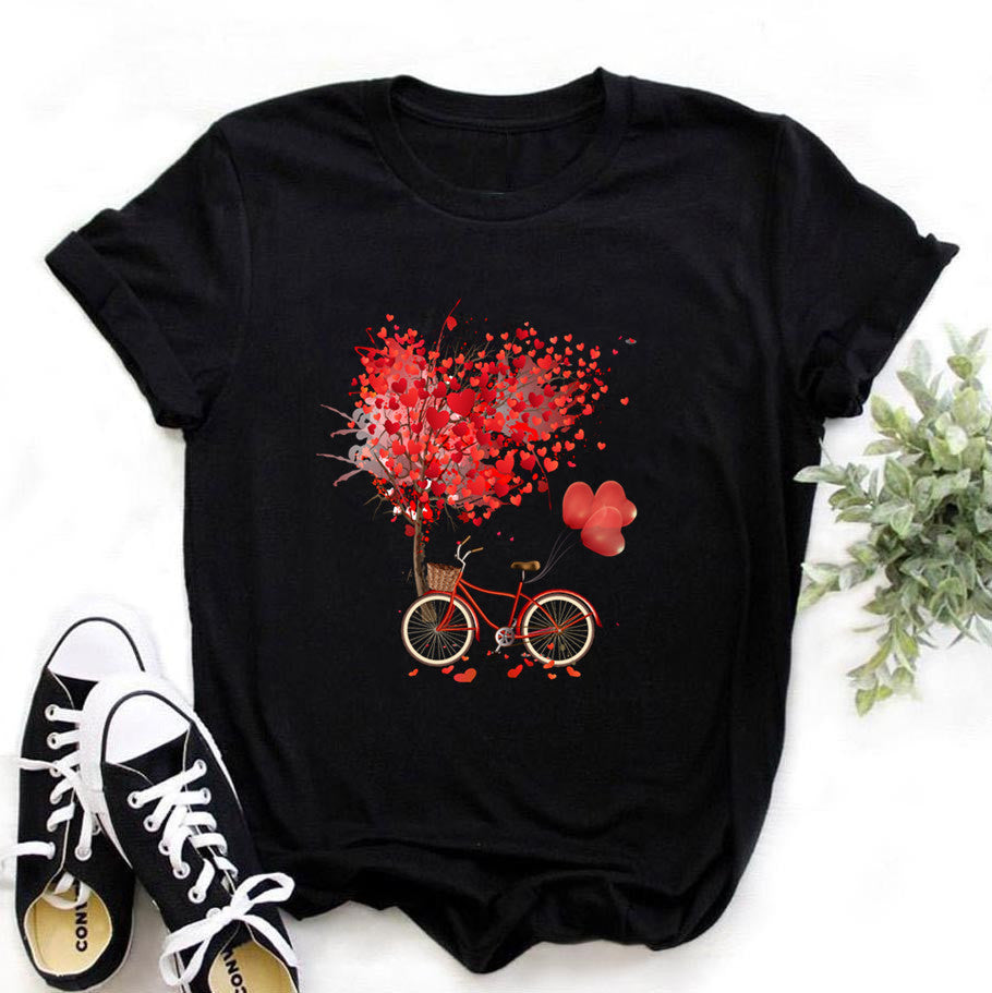 Women'S Bike Fashion Black T-Shirt Girl Harajuku Korean Graphic Top