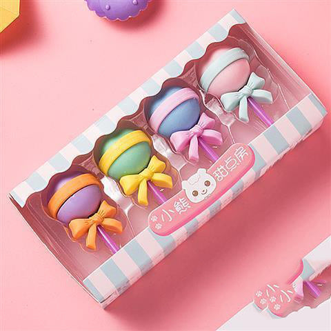 Student Rubber Ice Cream Cake Eraser Set Hamburger Cartoon Eraser Sassafras Stationery Gifts